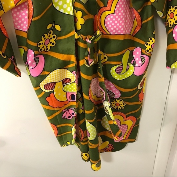 Vintage Design House 100% cotton retro 70s mushroom floral print apron dress - Picture 10 of 11